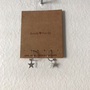 Brandy Melville Silver Star hoop earrings